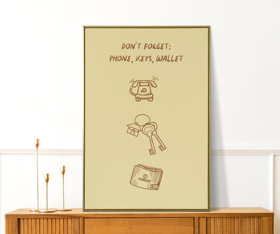 Dont Forget Keys Wallet Phone Wall Art Entryway Print Trendy Print Wall Decor Vintage Wall Art Living Room Funny Gift For Friends