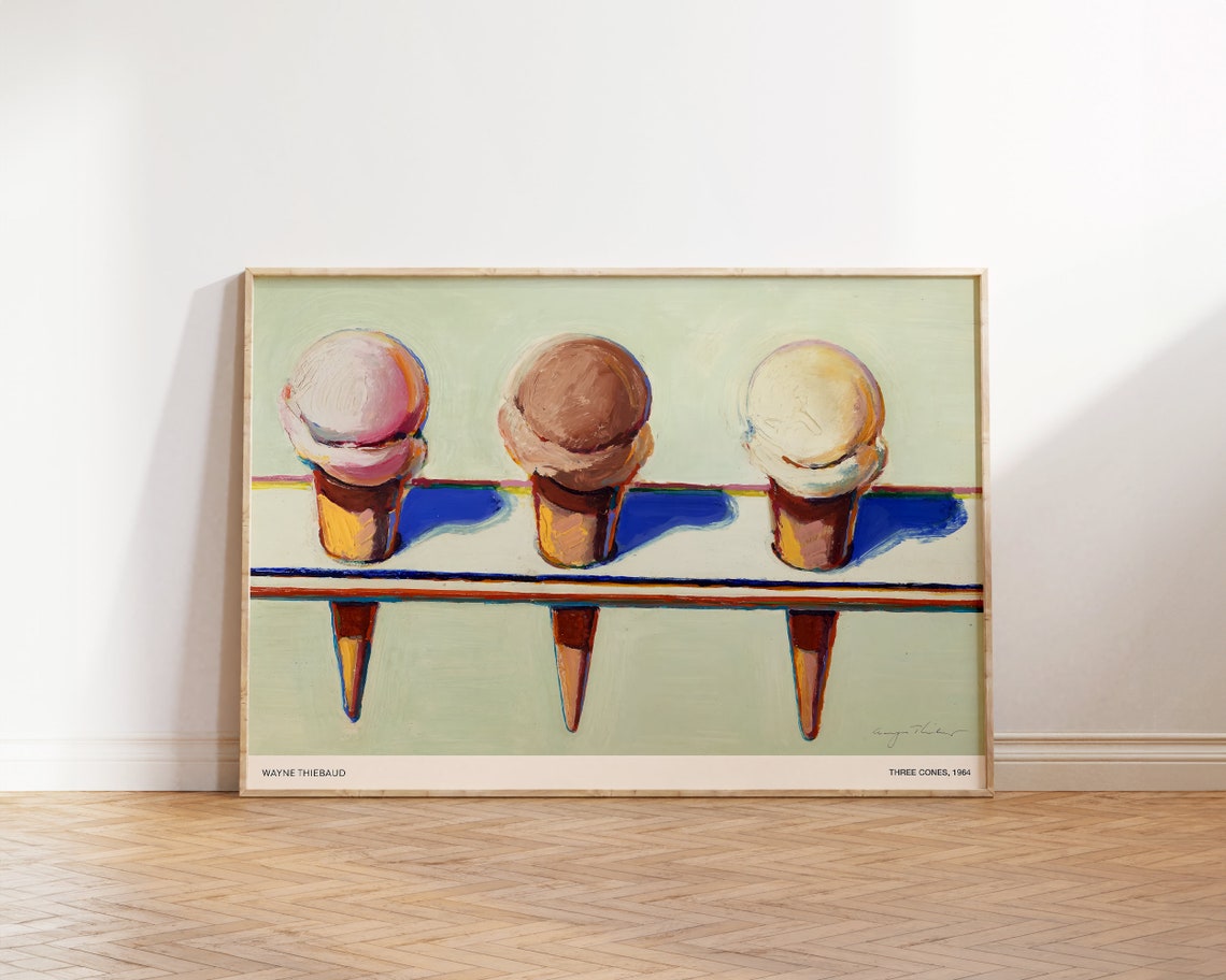 Wayne Thiebaud Three Cones 1964 Ice Cream Art Print Kitchen Decor - Image 5