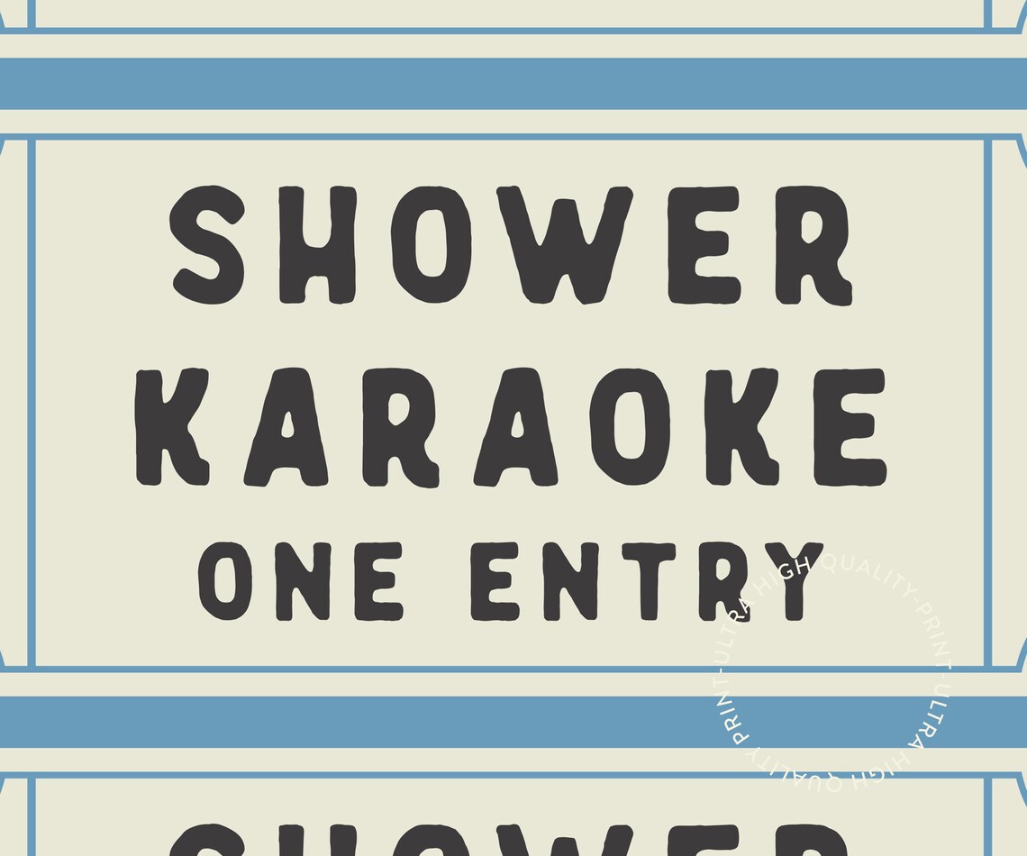 Shower Karaoke One Entry Navy Ticket Funny Bathroom Retro Humor Print - Image 5