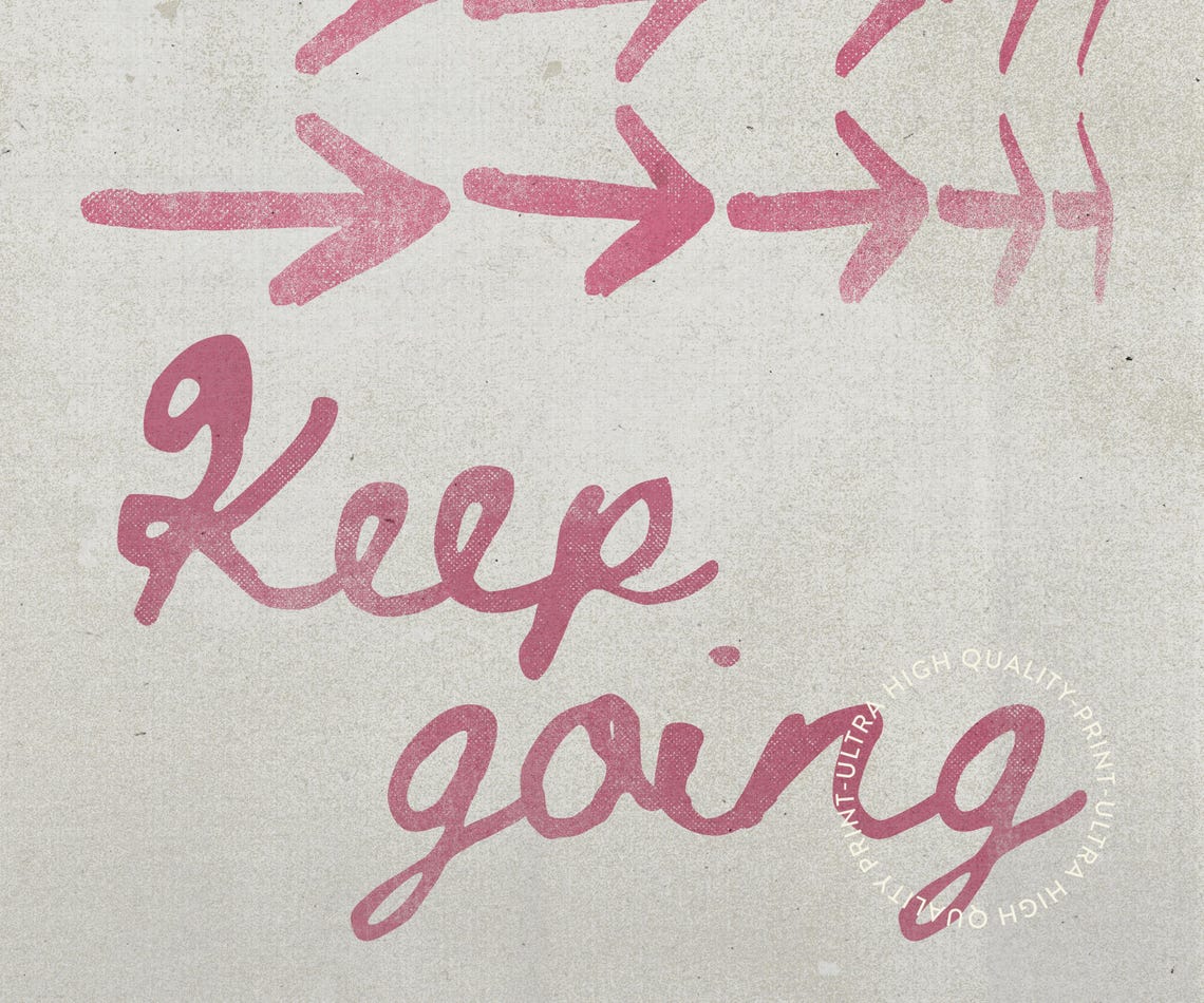 Keep Going Arrow Retro Typography Mid Century Pink Affirmation Poster - Image 5