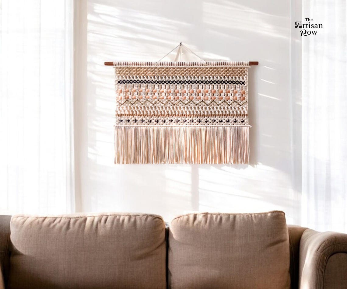 Macrame Wall Hanging Macraweaves Bohemian Decoration Woven Wall Hanging Macrame Mural Housewarming Gift Headboard Decor Handmade Gift - Image 3