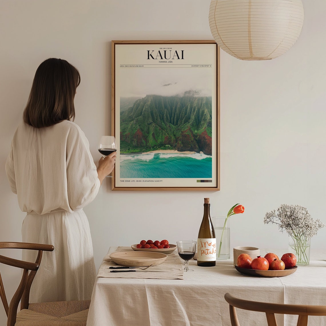 Travel Poster Hawaii Poster Kauai Hill Poster Hawaii Vintage Poster Hawaiian Wall Art For Living Room Modern Island Office Wall Art - Image 3