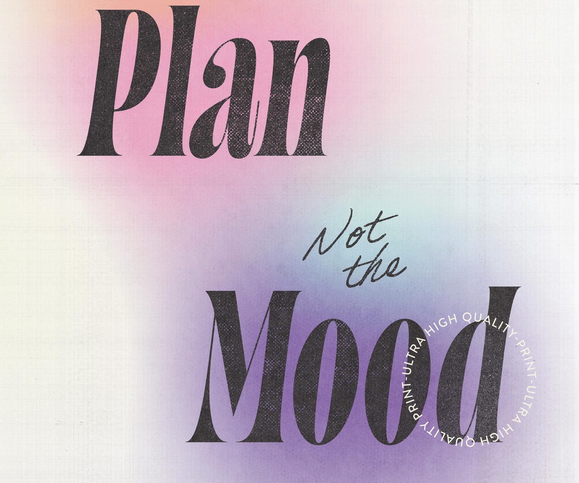 Follow The Plan Not The Mood Pastel Aura Gradient Quote Poster - Image 5
