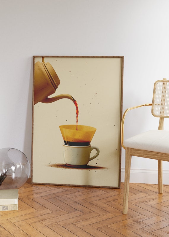 Coffee Poster Coffee Pour Kitchen Wall Art Minimalist Kitchen Print Office Gallery Wall Art Gift For Him Coffee Lover Gift