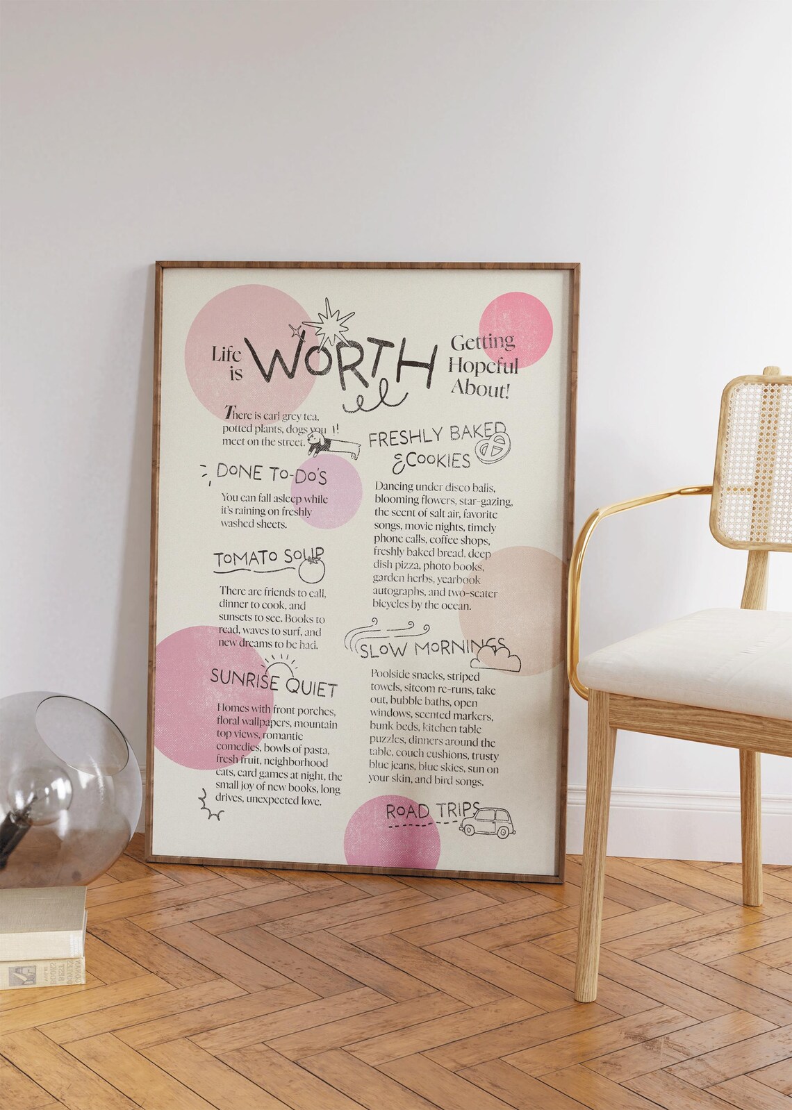 Life Is Worth Getting Hopeful About Pink Gratitude List Affirmation Poster - Image 2