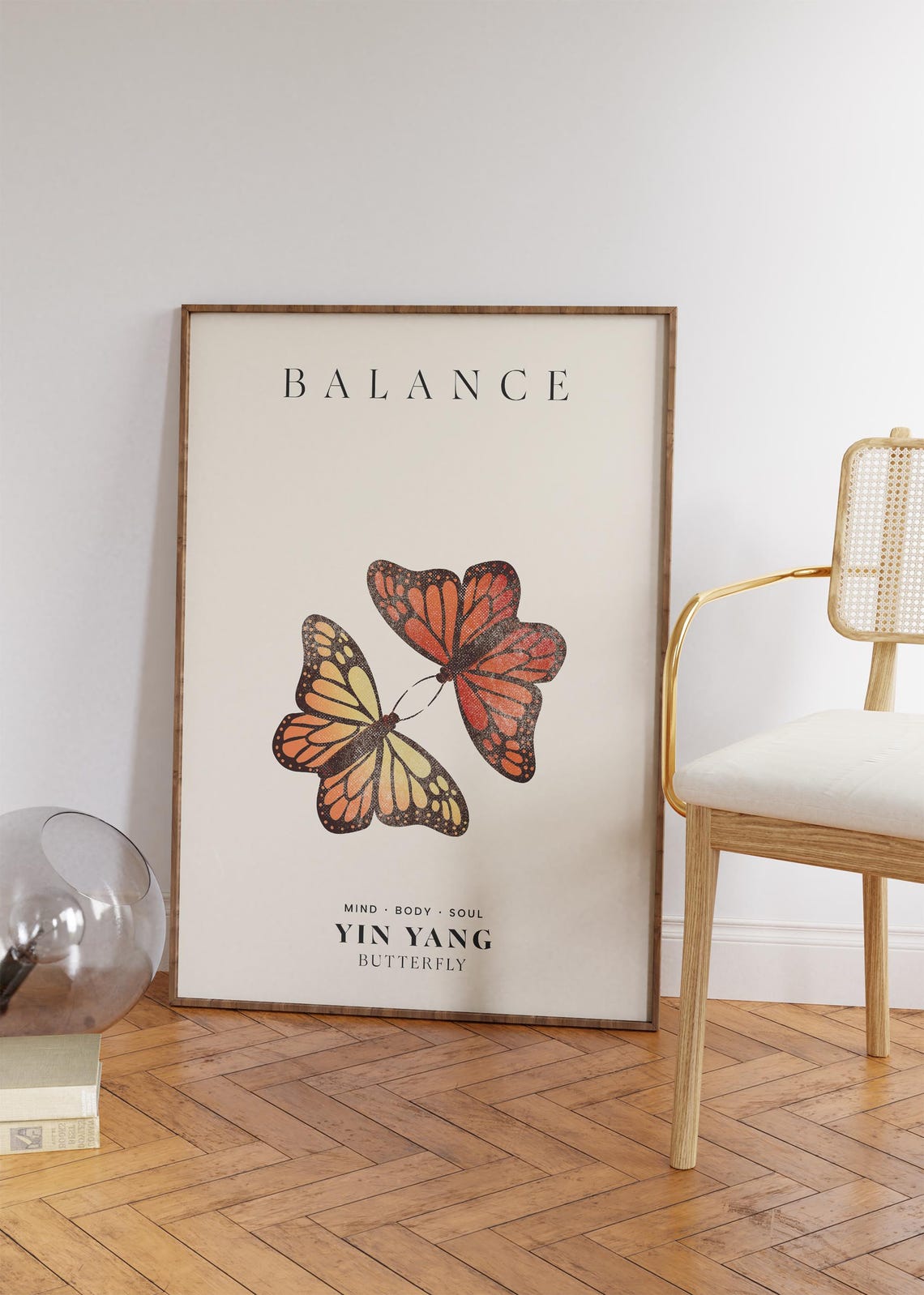 Balance Yin Yang Butterfly Monarch Mind Body Soul Mindful Wall Art - Image 2