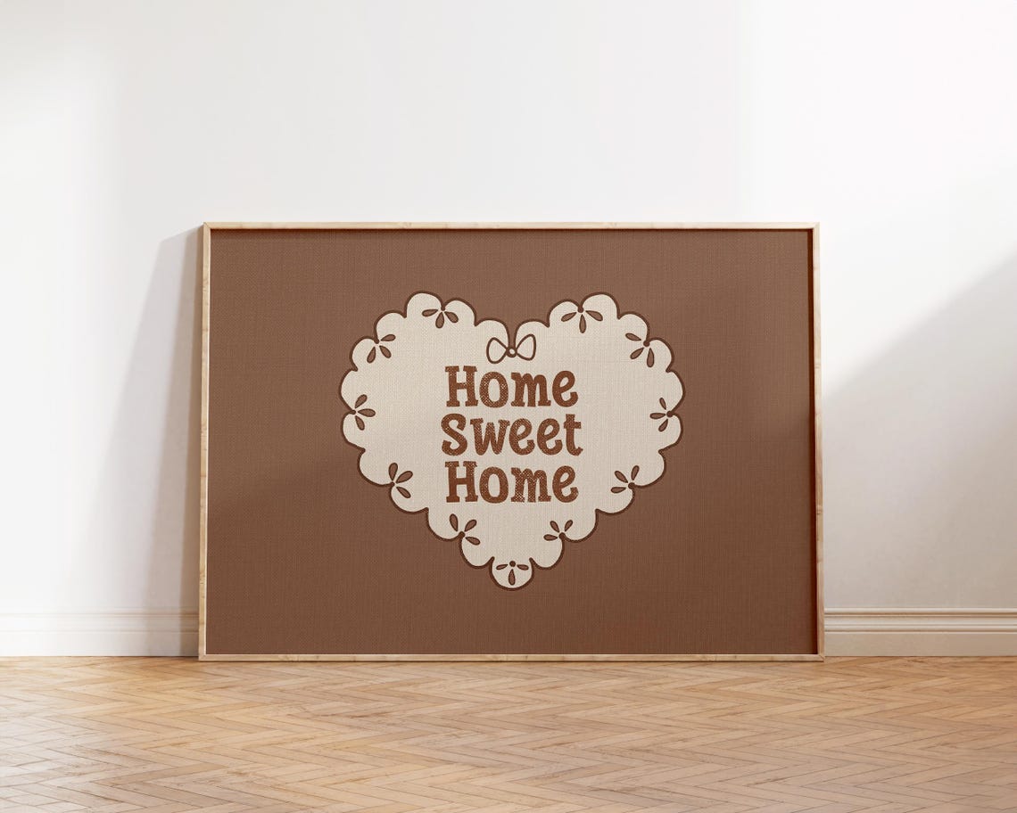 Home Sweet Home Brown Scalloped Heart Doily Farmhouse Wall Art