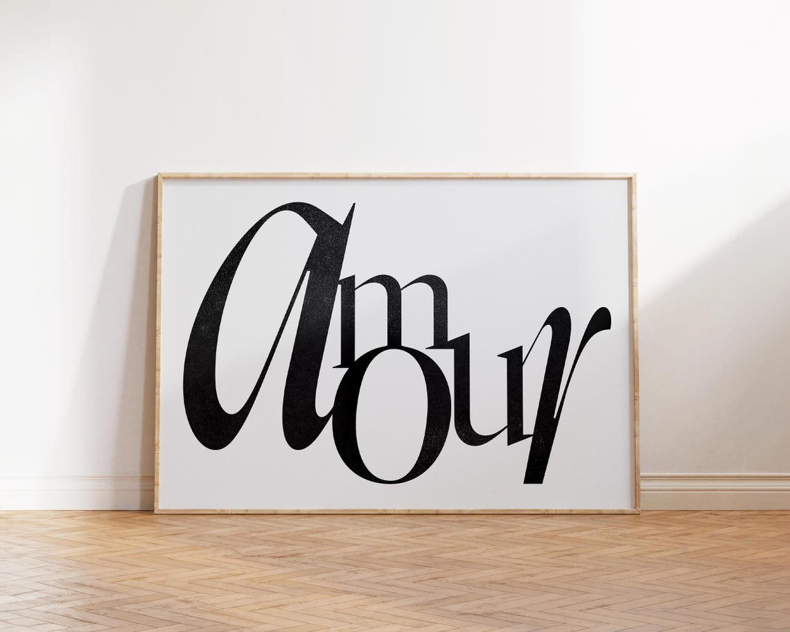 Amour Elegant Black Script French Romantic Typography Wall Poster - Image 4