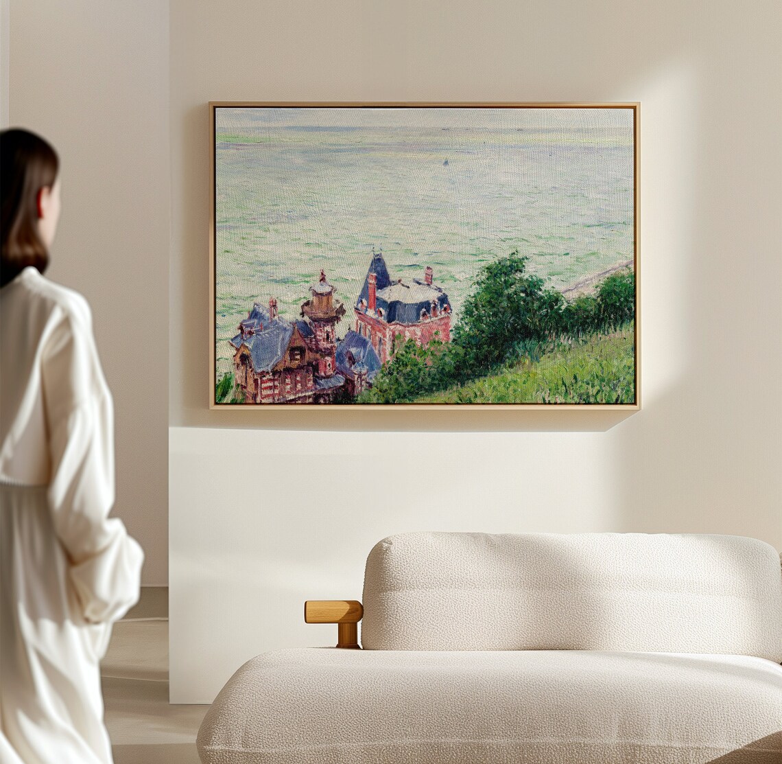 Monet Impressionist Coastal Villas Painting Vintage Ocean Wall Art Poster - Image 3