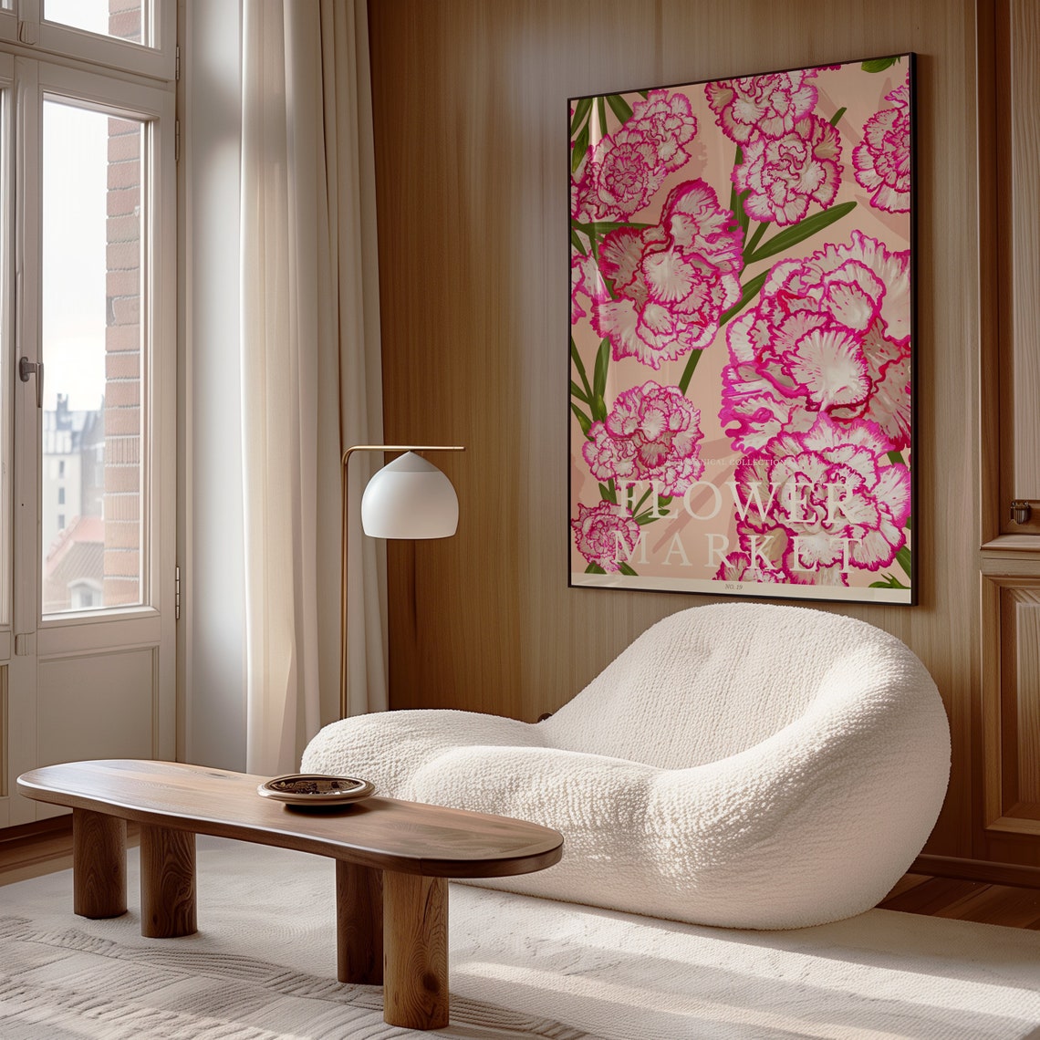 The Flower Market Posters Pink Flower Wall Art For Living Room Vintage Flower Market Print Botanical Prints Pink Office Wall Art - Image 4