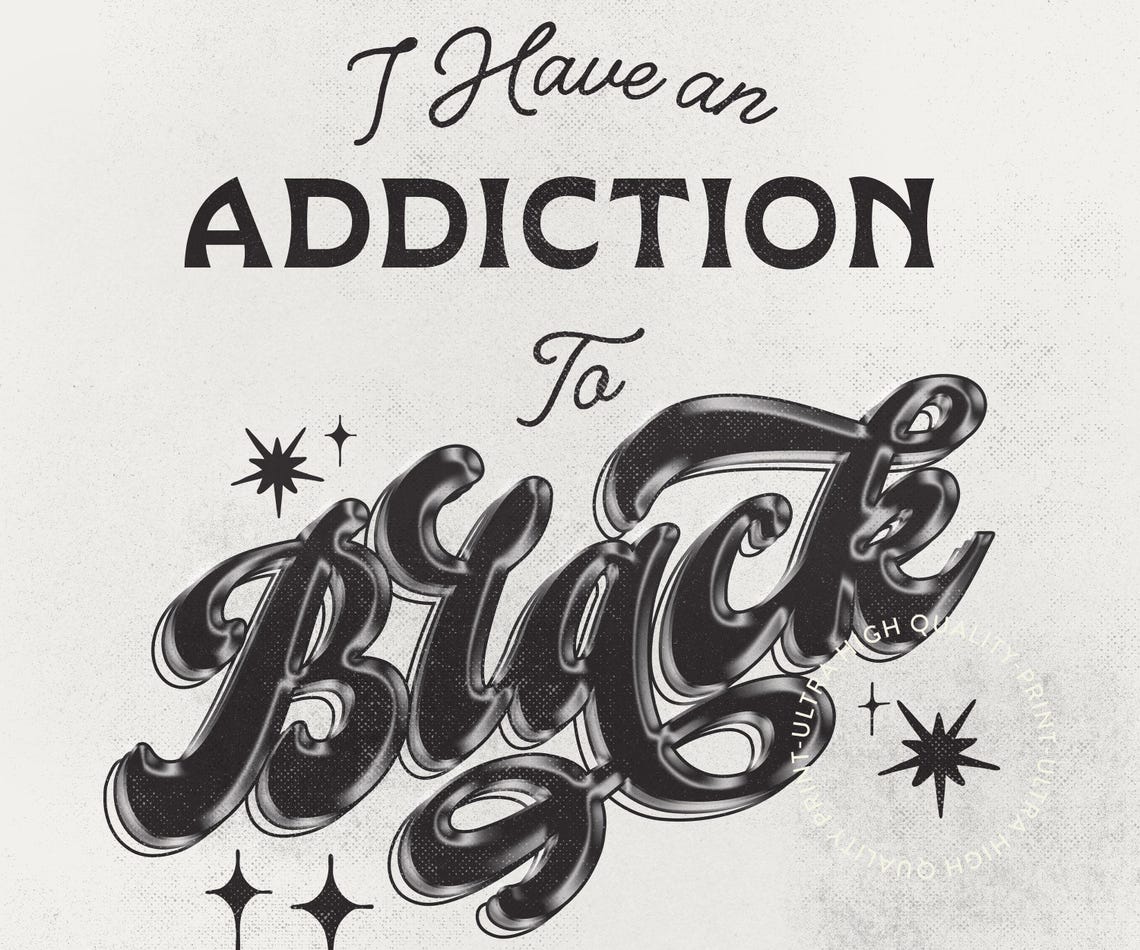 I Have An Addiction To Black Quote Retro Balloon Letter Art Poster - Image 5