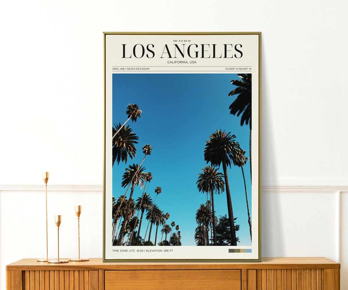 Travel Poster Los Angeles Poster Los Angeles Palms Wall Art For Living Room Vintage Posters In Los Angeles Print Modern Office Wall Art