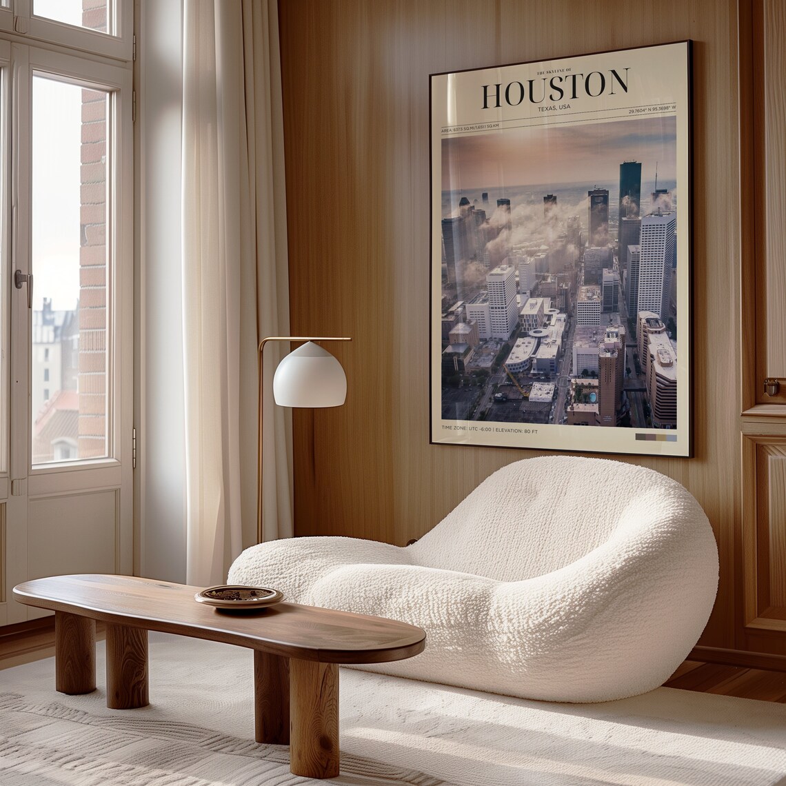 Houston Texas Misty Downtown Skyline Aerial Cityscape Travel Poster - Image 4