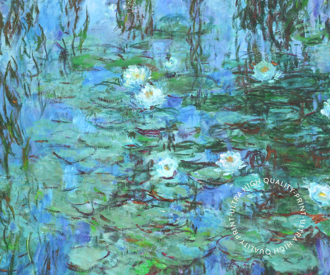Claude Monet Water Lilies Blue Impressionist Museum Exhibition Poster - Image 5
