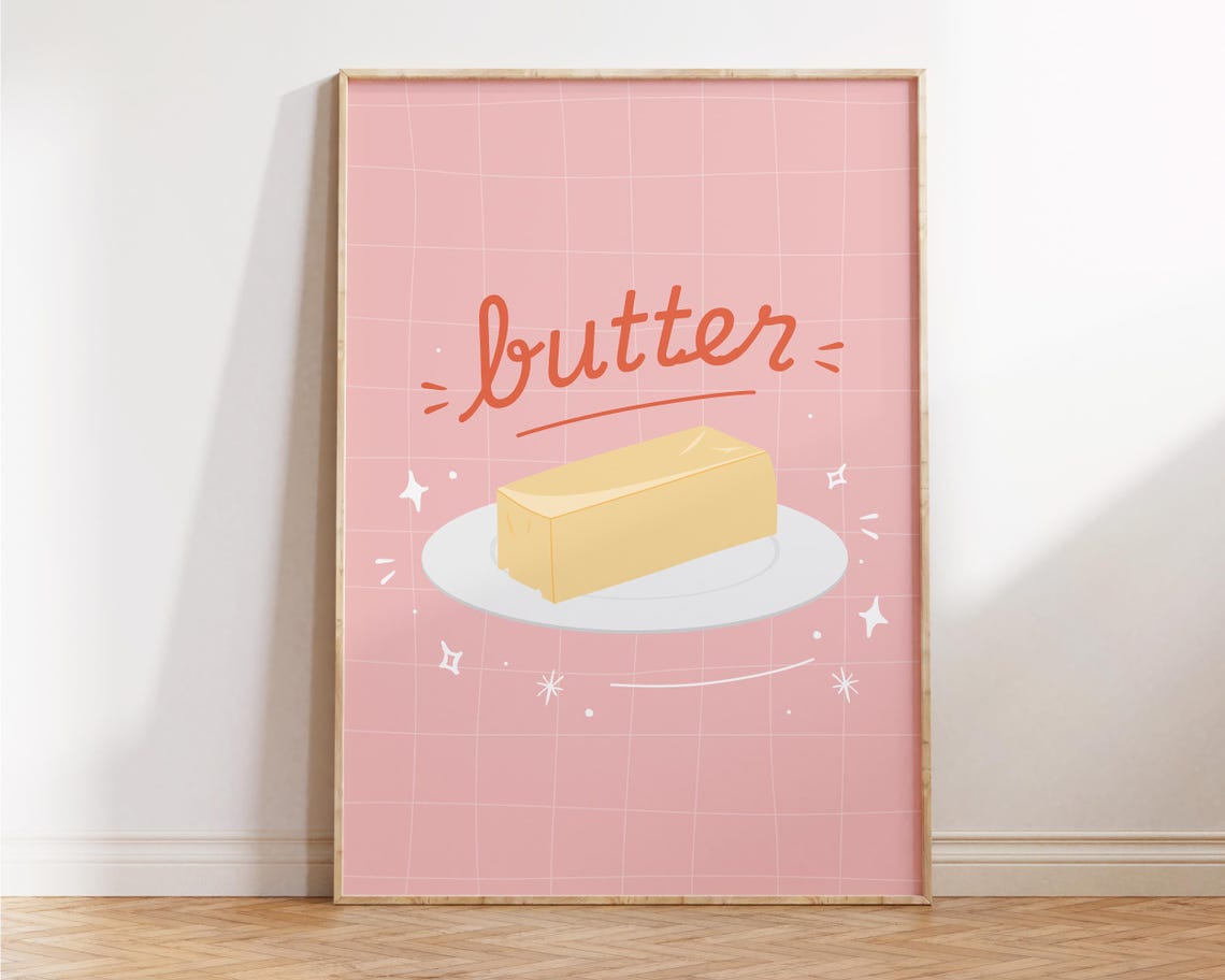 Butter Prints Cute Butter Art Kitchen Wall Art Aesthetic Kitchen Decor Fun Kitchen Print Trendy Kitchen Poster Preppy Apartment Decor - Image 3