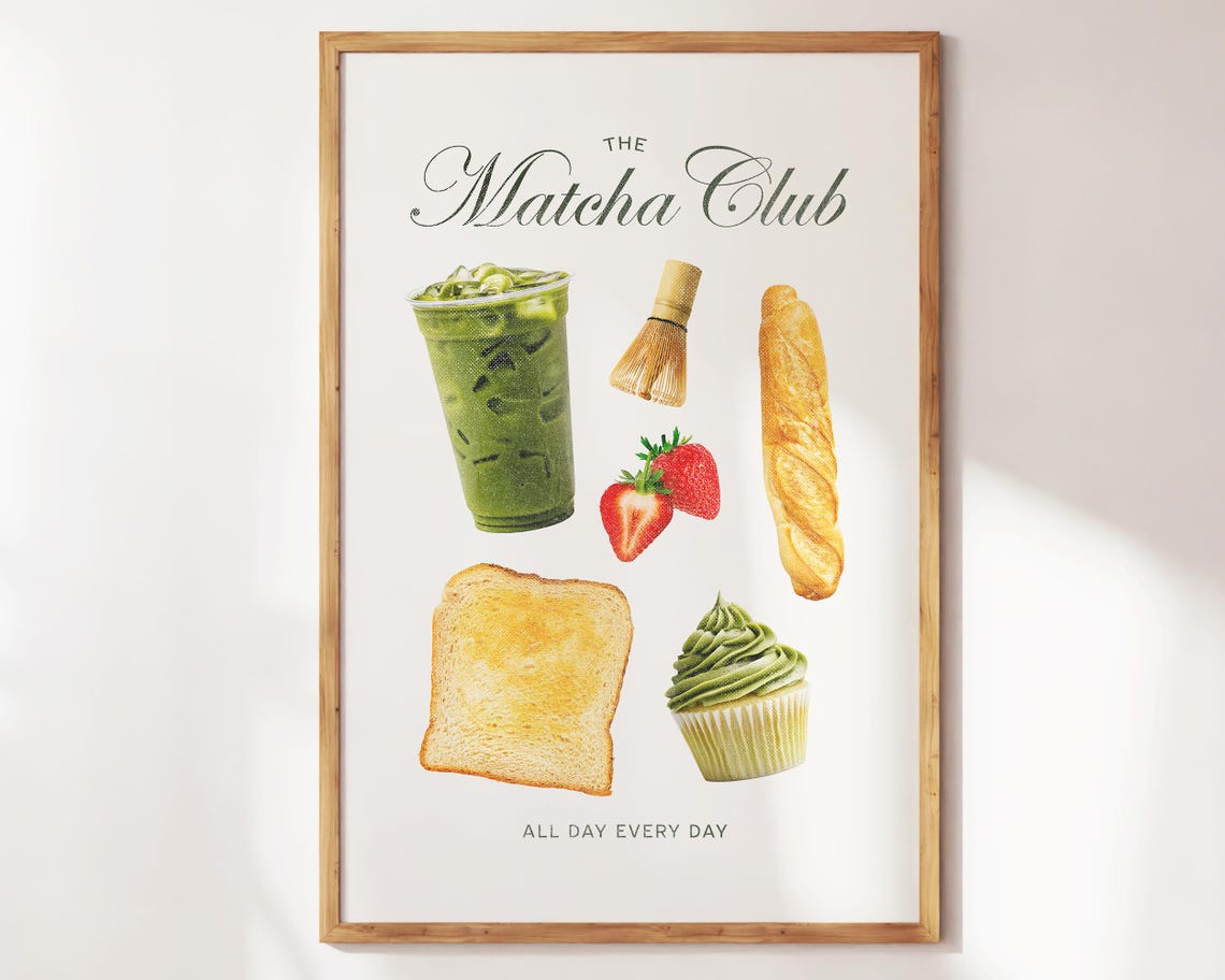 The Matcha Club Iced Matcha Latte Kitchen Collage Foodie Wall Art - Image 4