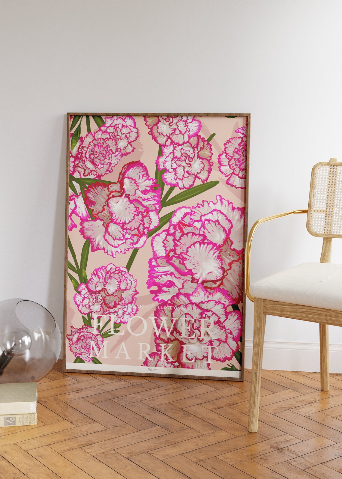 Pink Carnation Flower Market Botanical Collection No 19 Wall Art Print - Image 2
