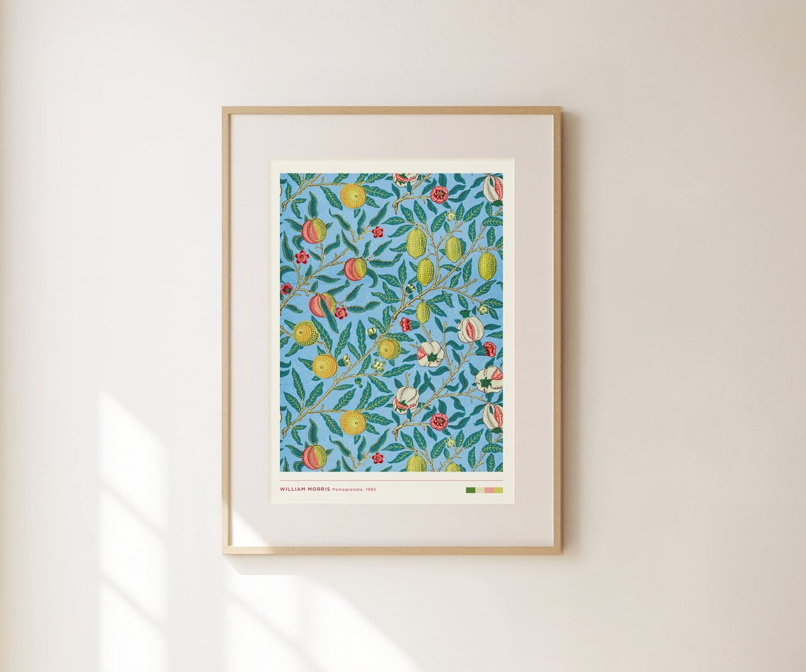William Morris Pomegranate Blue Botanical Pattern Modern Art Print - Image 3