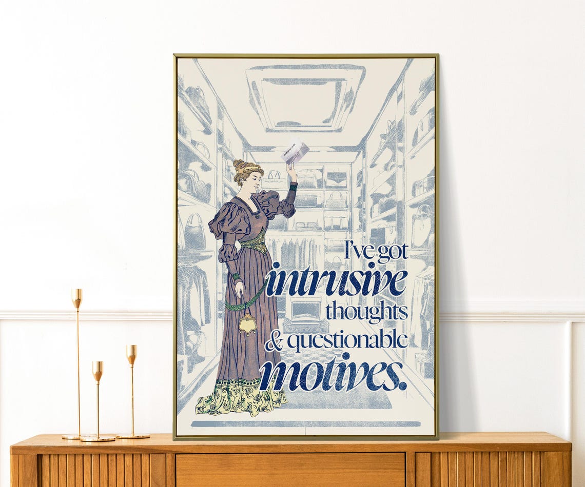 Ive Got Intrusive Thoughts Questionable Motives Minimal Quote Wall Art - Image 2