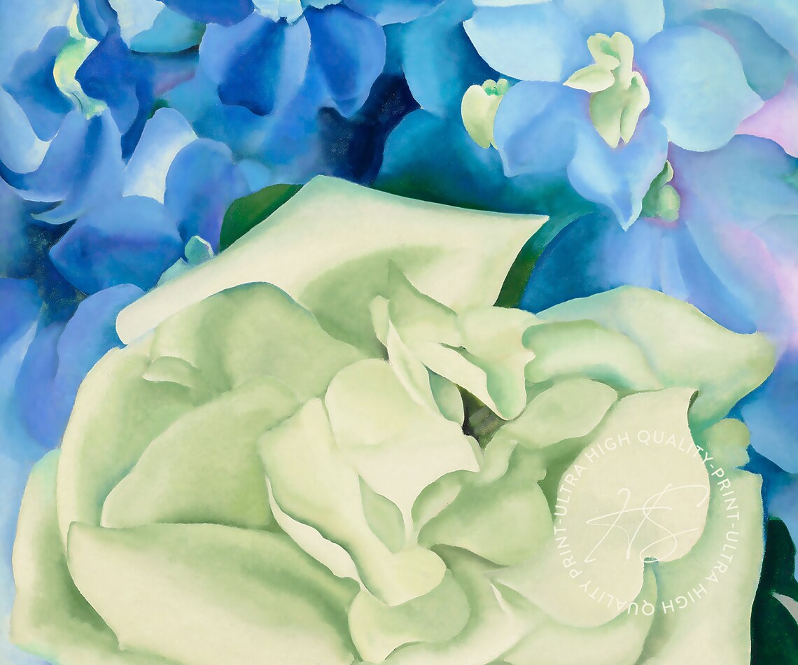 Georgia O'Keeffe White Rose Larkspur Tate Blue Floral Art Poster - Image 4