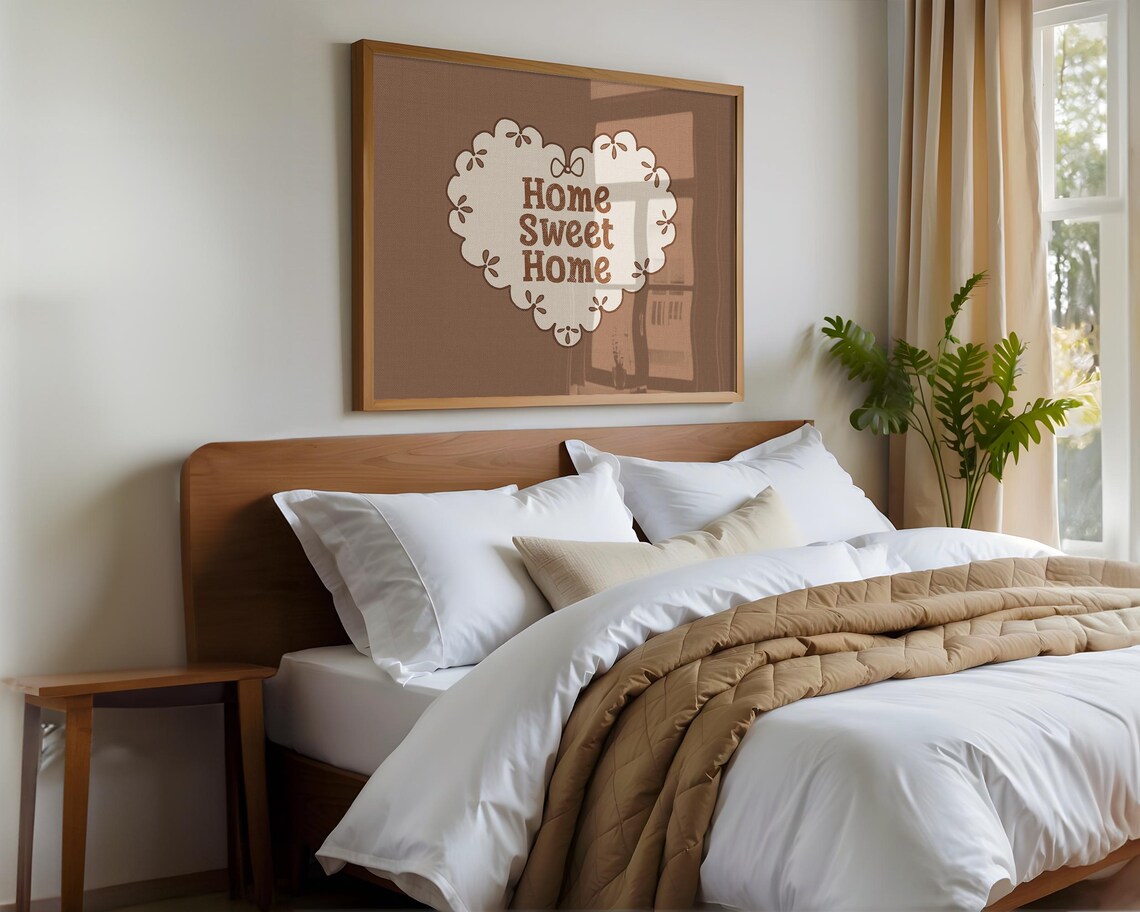 Home Sweet Home Brown Scalloped Heart Doily Farmhouse Wall Art - Image 3