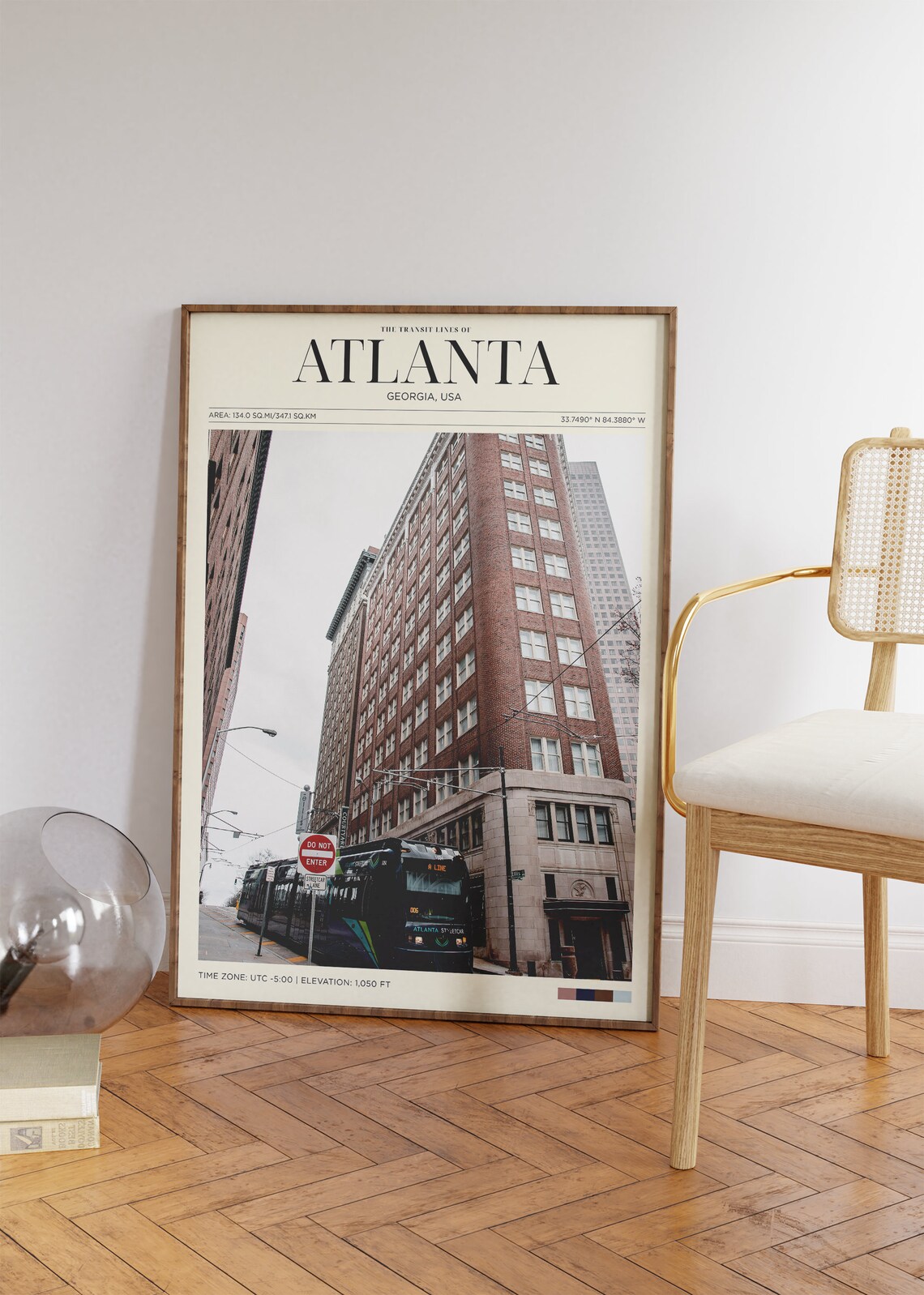 Atlanta Georgia Streetcar Downtown Brick Buildings Urban Travel Poster - Image 2