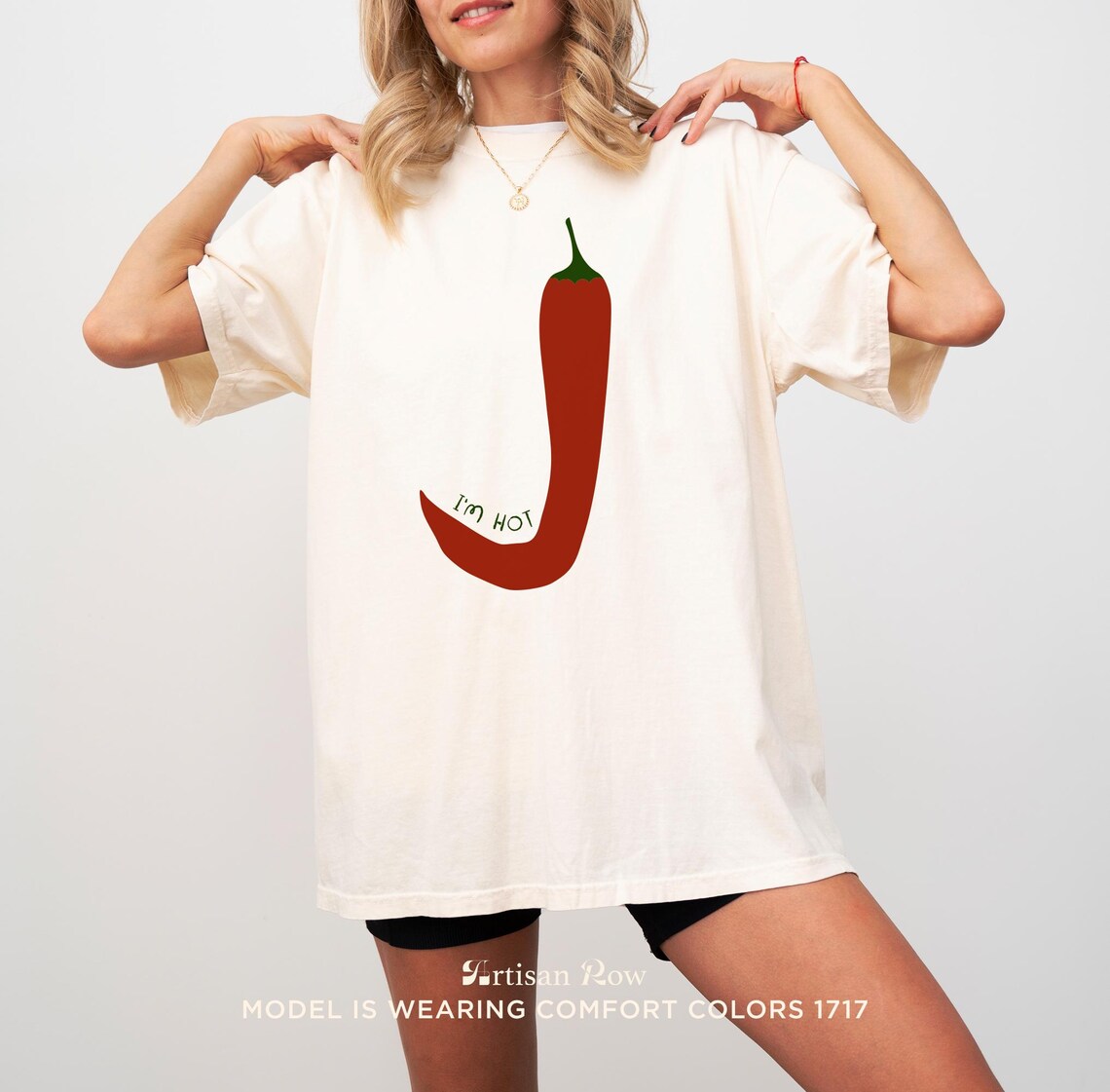 I'm Hot Red Chili Pepper Funny Minimalist White Tee Graphic Design Print - Image 5