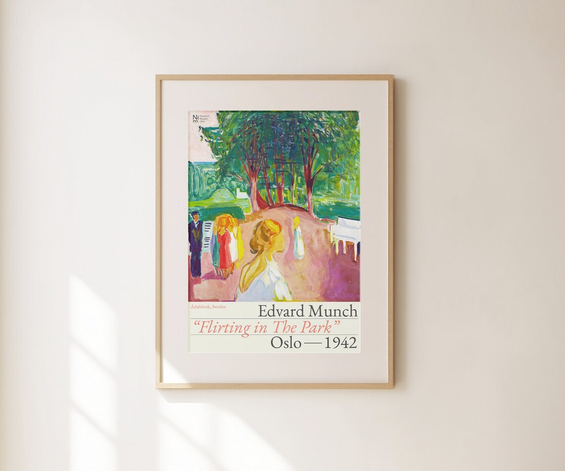 Edvard Munch Flirting in the Park 1942 Garden Figures Oslo Art Print - Image 2