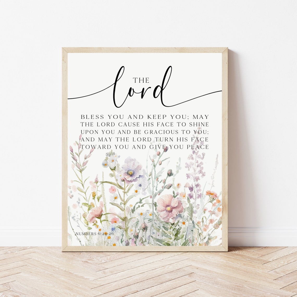 The Lord Bless You and Keep You Floral Numbers 62426 Scripture Poster