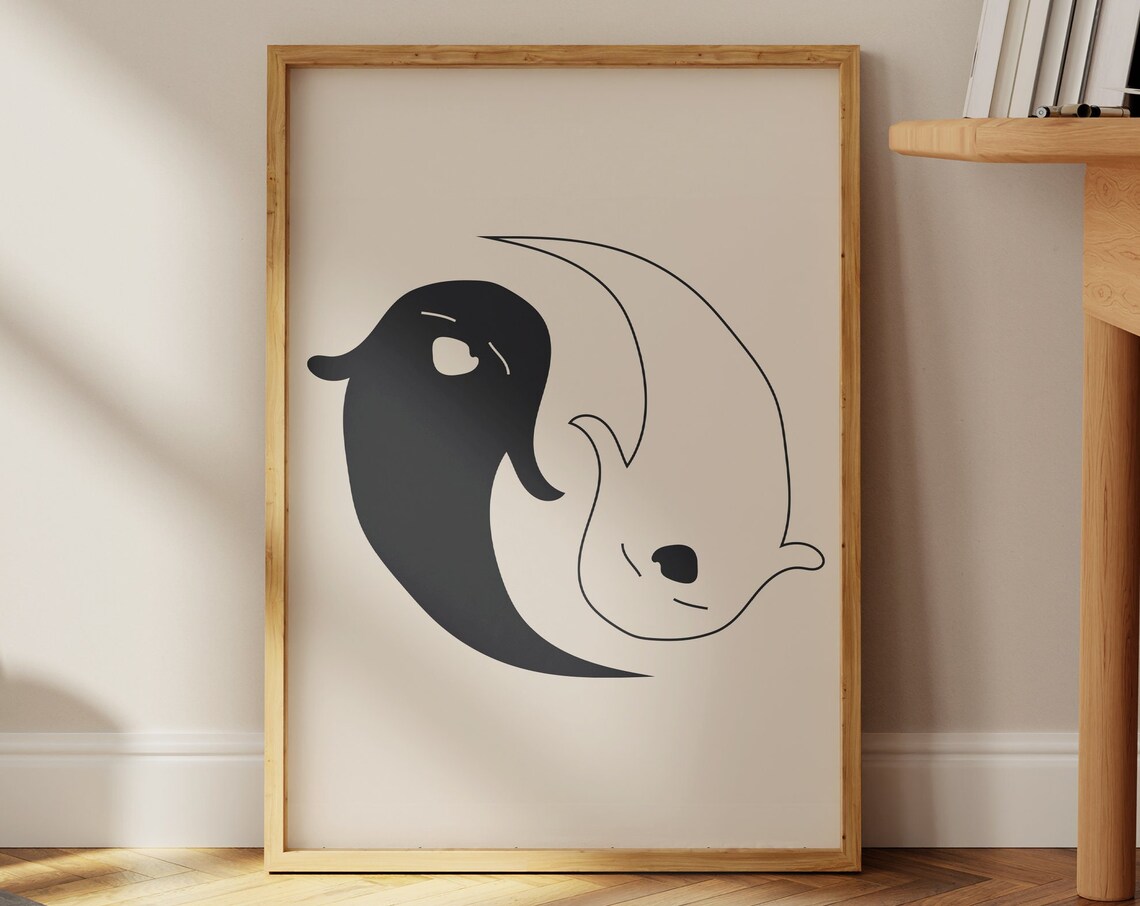Yin Yang Ghosts Halloween Gothic Art Print