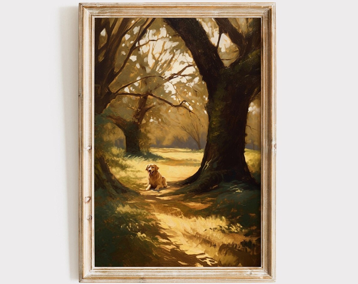 Golden Retriever Vintage Dog Painting Art Print