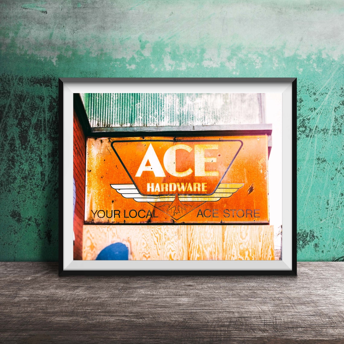 Ace Hardware Vintage Orange Storefront Sign Rustic Photography Poster