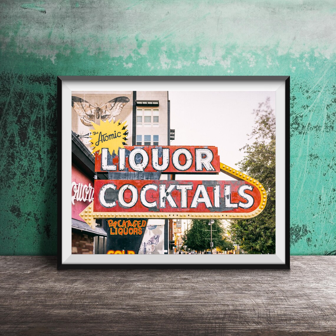 Atomic Liquors Vintage Neon Sign Liquor Cocktails Las Vegas Poster