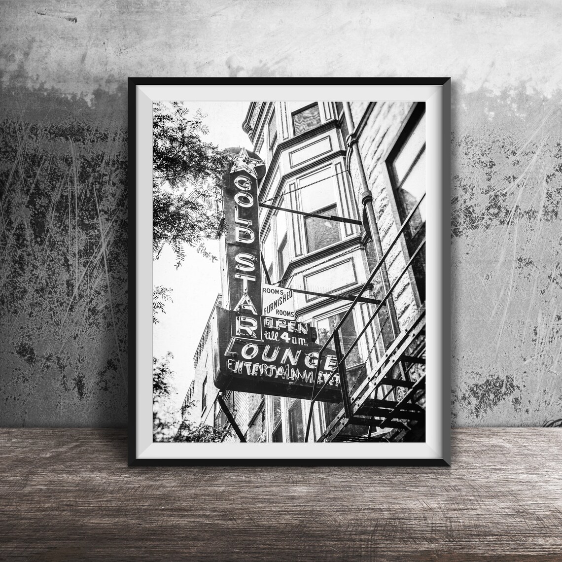 Gold Star Bar Chicago Vintage Neon Sign Art Print - Image 2