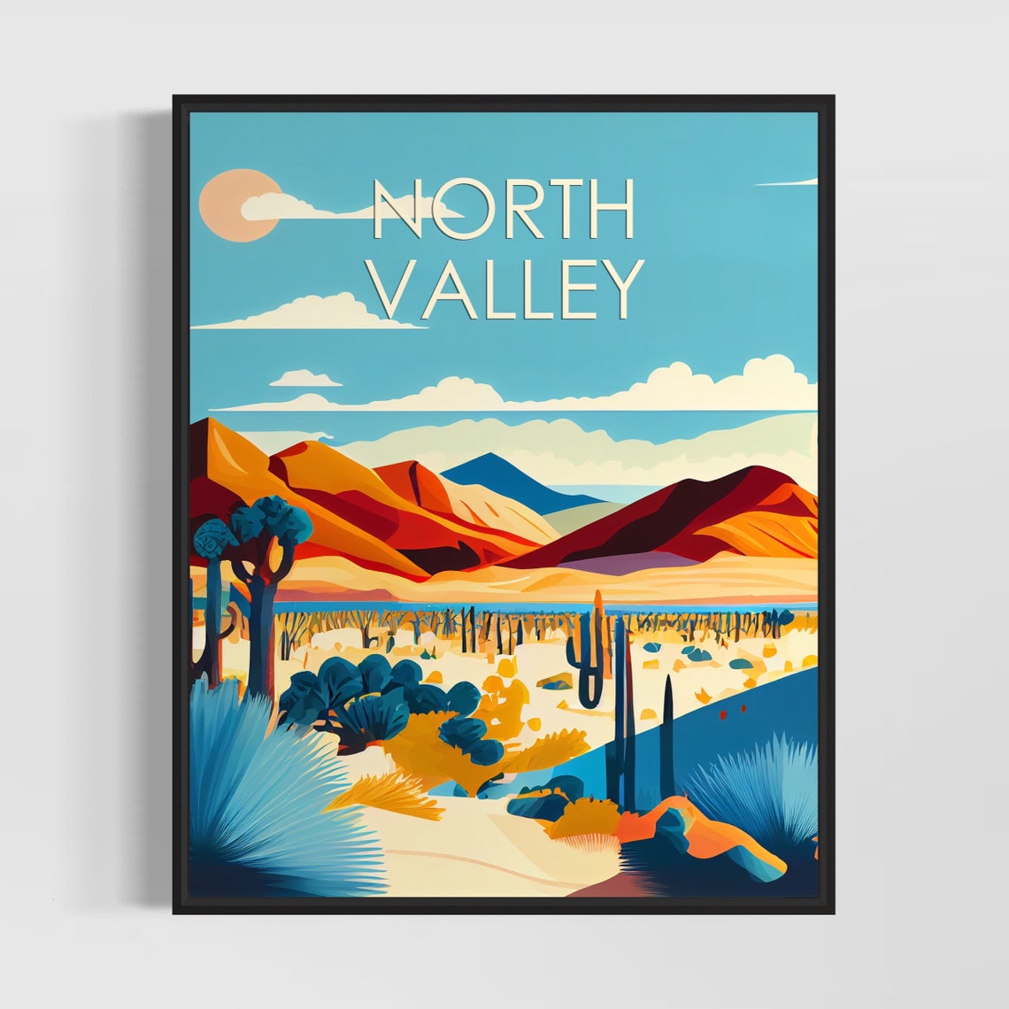 North Valley Desert Mountains Joshua Trees Sunset View Art Poster