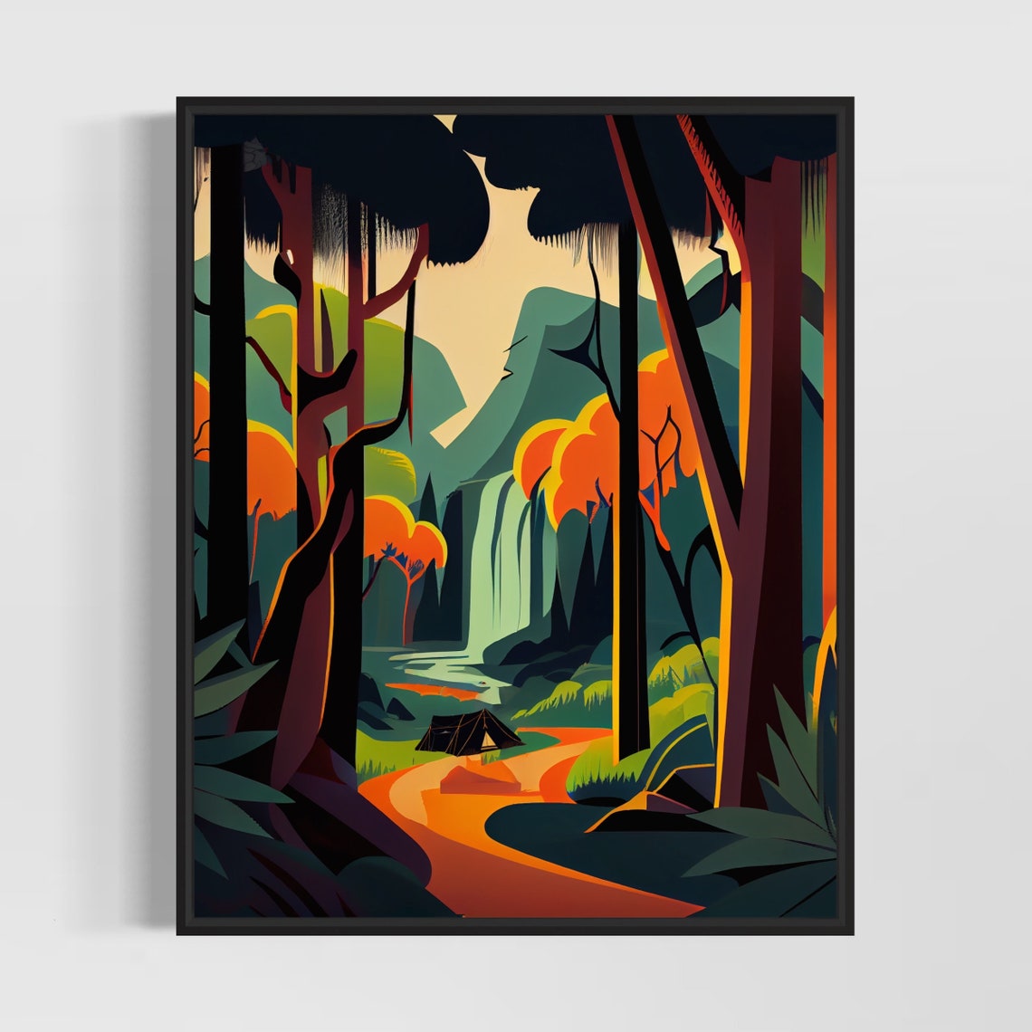 Canyonlands Canyon Forest Waterfall Retro Camping Nature Poster