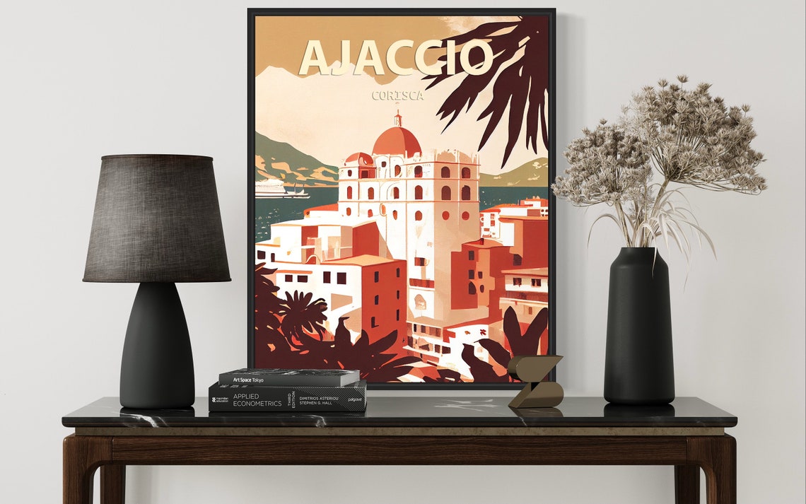 Ajaccio Corsica Waterfront Dome Harbor Bay Retro Travel Poster - Image 2