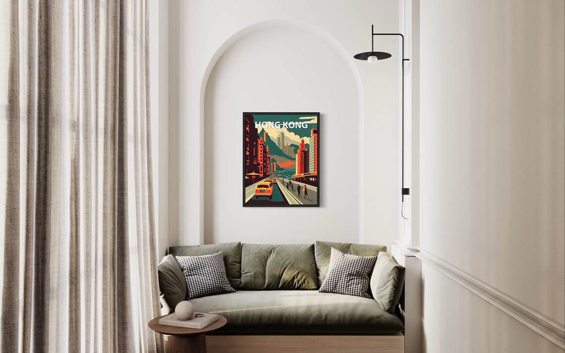 Hong Kong China Retro Victoria Harbour City Night Street Poster - Image 3