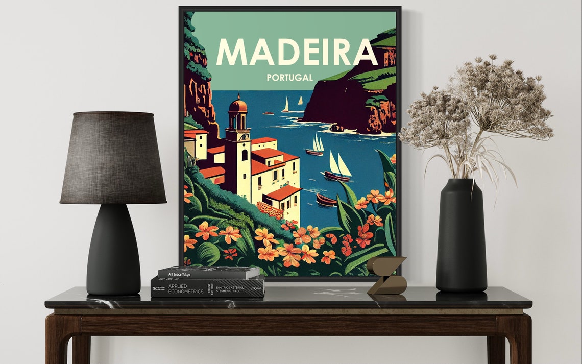 Madeira Portugal Retro Art Print Madeira Portugal Wall Art Illustration Madeira Portugal Vintage Minimal Design Poster - Image 2