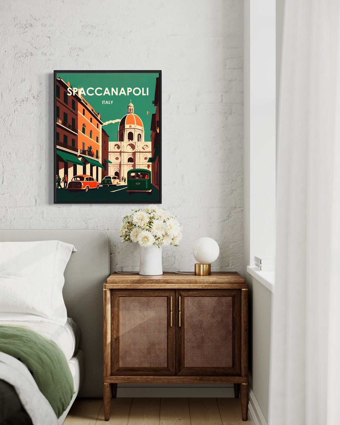 Spaccanapoli Naples Retro Street Scene with Vintage Cars Poster - Image 3