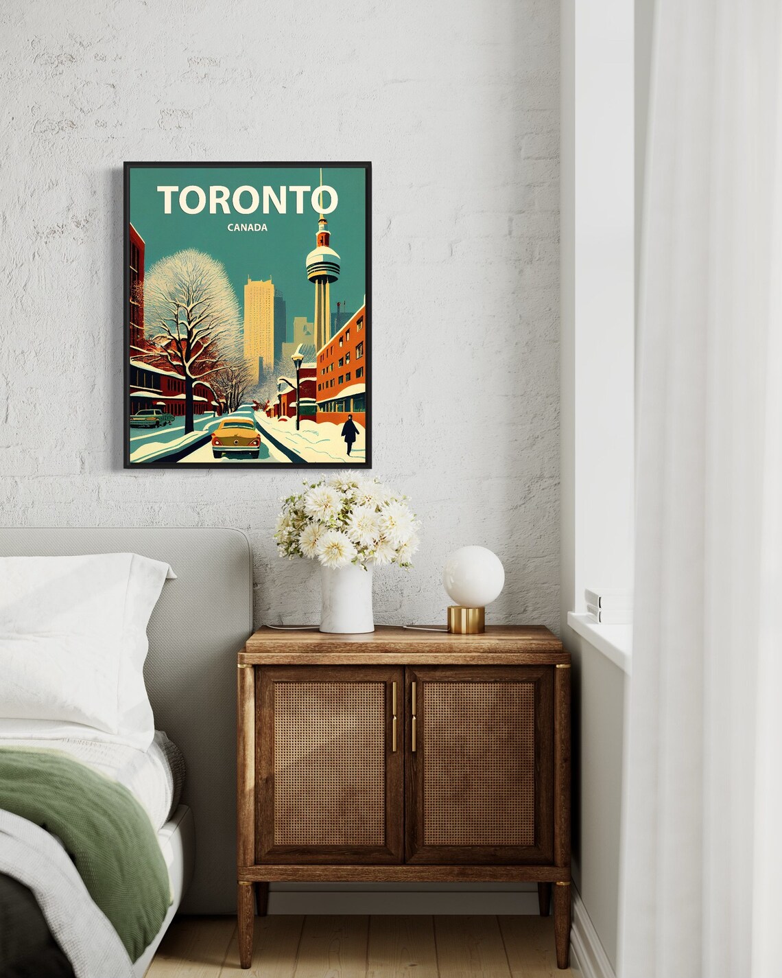 Toronto Canada CN Tower on Snowy Winter Street Retro Travel Poster - Image 3