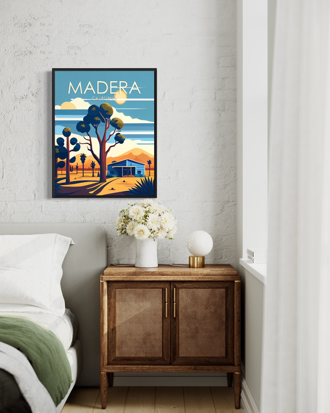 Madera California Desert Trees Vintage Building Retro Poster - Image 2