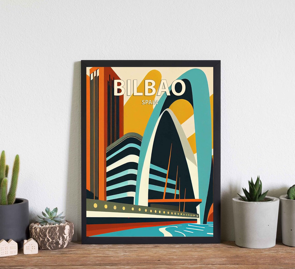 Bilbao Spain Bold Modern Architecture Abstract Retro Travel Poster - Image 3