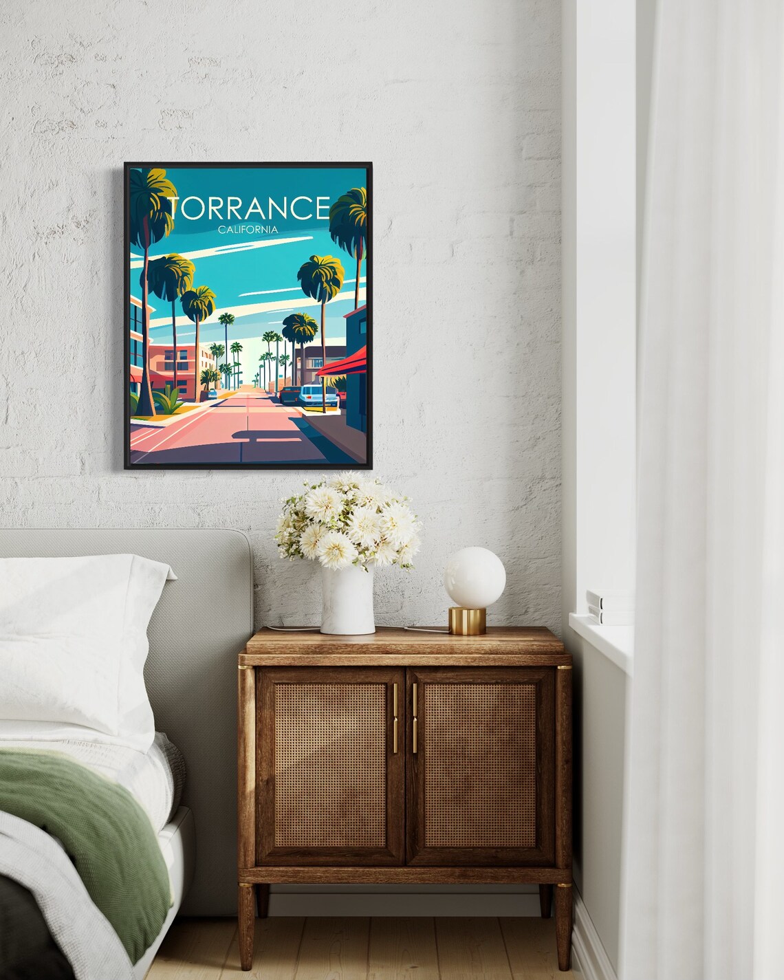 Torrance California Palm Tree Lined Street Sunset Travel Poster - Image 2
