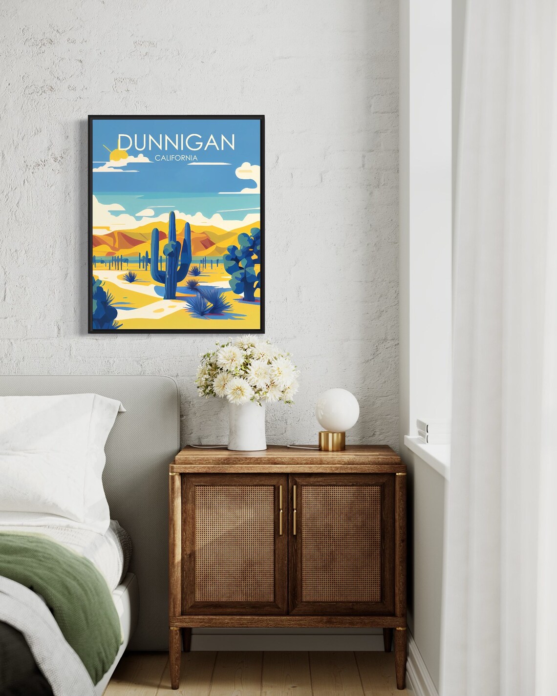 Dunnigan California Vintage Desert Cactus Landscape Travel Poster - Image 2