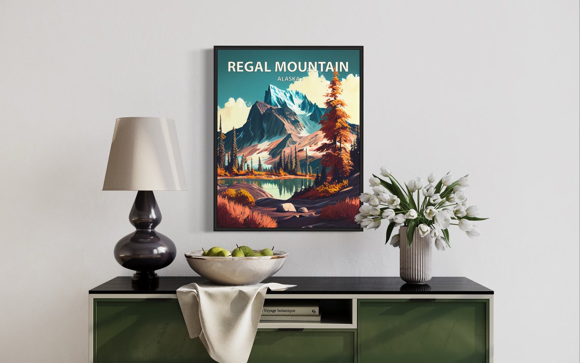 Regal Mountain Alaska Glacier Peak Alpine Lake Reflection Poster - Image 3