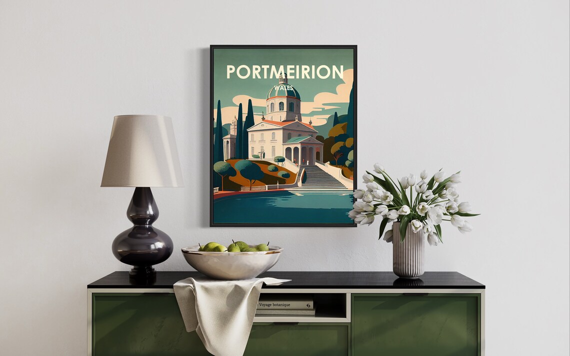 Portmeirion Wales Italianate Dome Village Retro Travel Poster - Image 2
