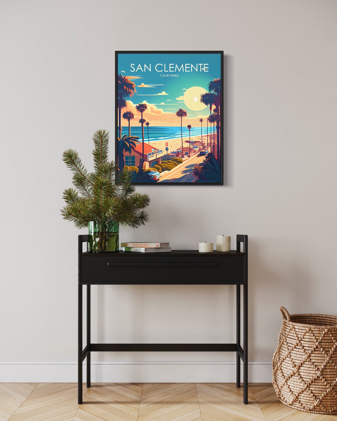 San Clemente California Palm Beach Sunset Vintage Travel Poster - Image 2