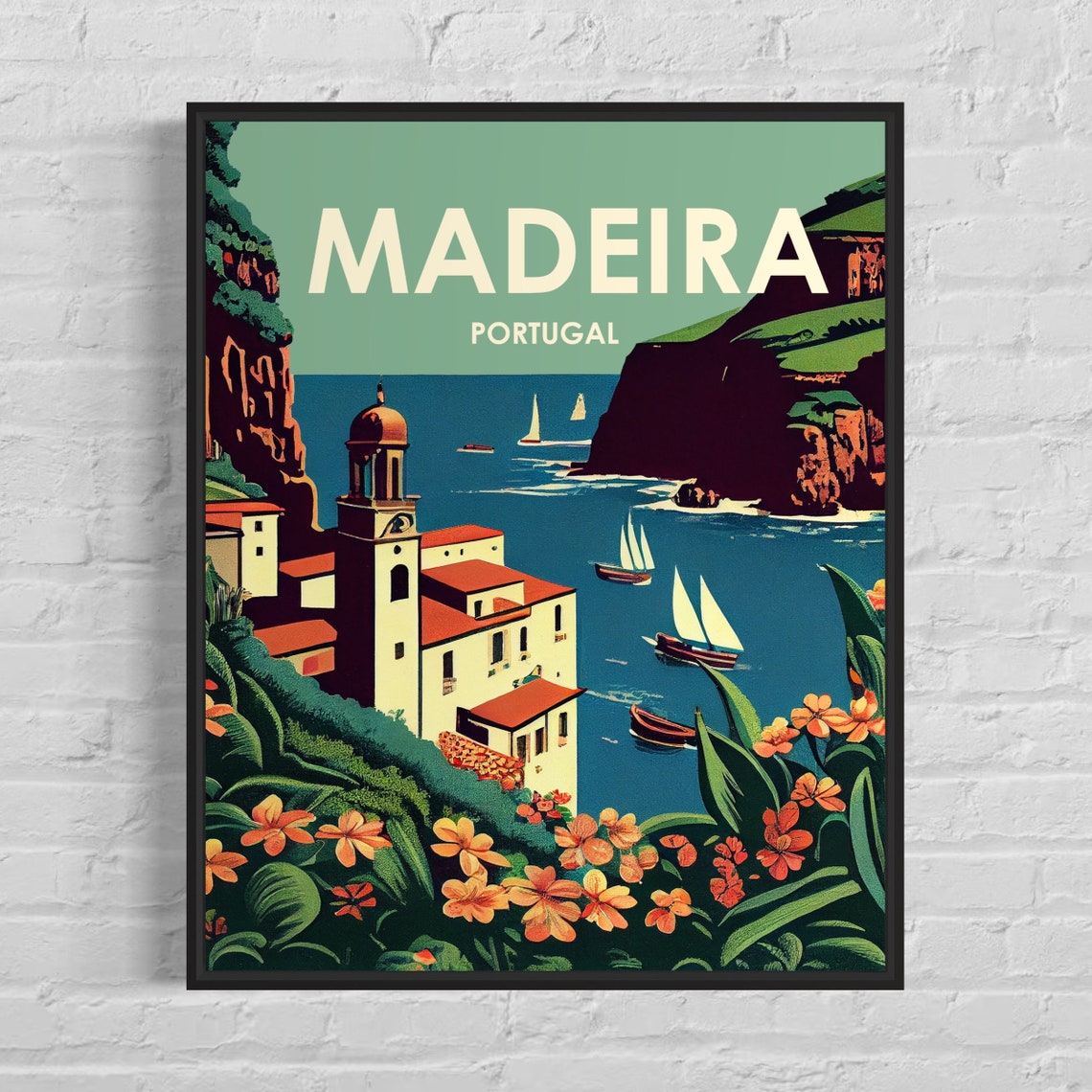 Madeira Portugal Retro Art Print Madeira Portugal Wall Art Illustration Madeira Portugal Vintage Minimal Design Poster
