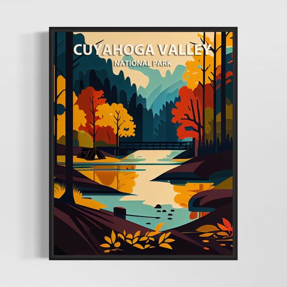 Cuyahoga Valley Park Retro Art Print Cuyahoga Valley Park Illustration Cuyahoga Valley Park Vintage Minimal Design Poster
